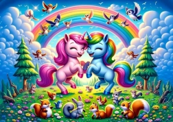 Puzzle Unicorni con arcobaleno 25 pezzi