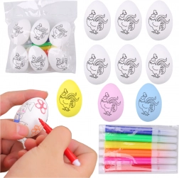 Uova di Pasqua in polistirolo da dipingere con pennarelli, gallo – 6 pz