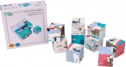 Cubo di legno con animali artici