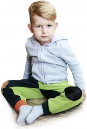 Pantaloni in pile per bambini con ginocchiere in pelle lampone–antracite