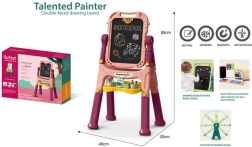 Lavagna artistica per bambini 48 pezzi – rosa, bifacciale con lato a gesso e magnetico