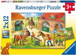 ravensburger puzzle vacanze in fattoria con cavalli 2×12 pezzi