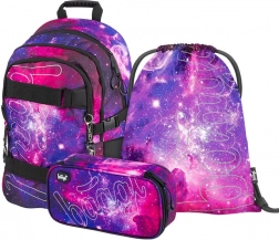 BAAGL set 3 pezzi Skate Galaxy – zaino scolastico, astuccio e sacca