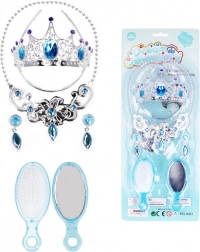 Set di accessori per principessa di ghiaccio – diadema, collana, orecchini e spazzola