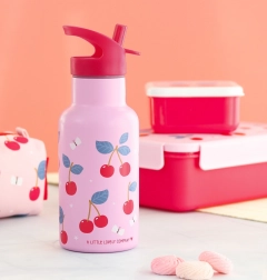 Bottiglia in acciaio inox con motivo di ciliegie 350 ml