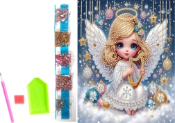 Pittura diamantata su tela – angioletto di Natale 23 × 30 cm