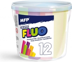 Gessetti neon da marciapiede, tondi, 12 pz, mix di colori, secchiello