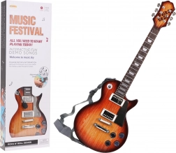 Chitarra elettrica per bambini con cuffie e microfono – Marrone