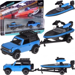 Modello in metallo Maisto 1:64 – FORD Bronco 2021 con rimorchio e motoscafo