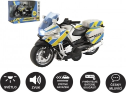 Moto della polizia 12 cm con luce e suoni, parlante in ceco
