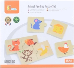 VIGA puzzle in legno Nutri l'animale – cosa mangiano gli animali, 24 pezzi