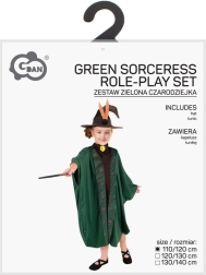 Costume da mago/strega per bambini – verde (110–120 cm)
