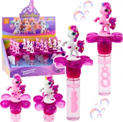 Bacchetta magica Unicorno con fiore rotante e luce LED 20 cm