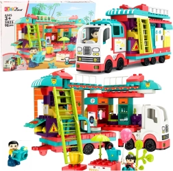 Lean Star camper apribile in mattoncini da costruzione con luci e suoni