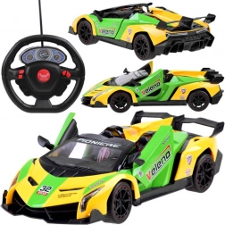Auto sportivo RC con porte apribili e volante radiocomandato – Gialla