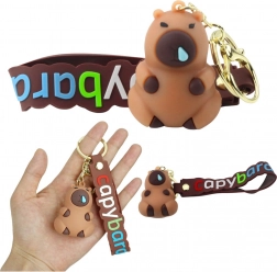 Portachiavi capibara con moschettone e anello