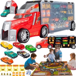 Camion con automobiline, set da 23 pezzi