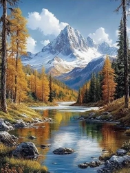 Pittura diamantata paesaggio di montagna 30 × 40 cm