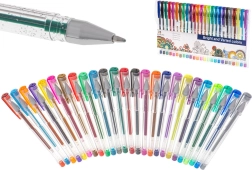 Penne gel colorate e glitterate – set da 25 pezzi