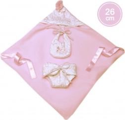 Abito a due camere con cappuccio per bambola Neonato 26 cm