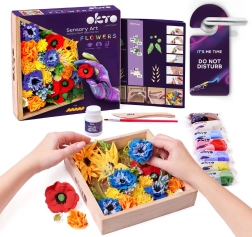 Set creativo fai da te fiori con cornice in legno 21x21 cm