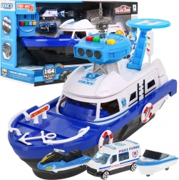 Nave della polizia interattiva 2 in 1 con spazio di stoccaggio, luci e suoni