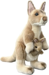 Canguro di peluche con cucciolo 30 cm