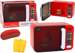 Forno a microonde giocattolo per bambini con luce e accessori, rosso