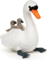 Cigno di peluche con cuccioli da 25 cm, eco-friendly