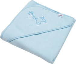 Asciugamano in spugna per bambini con cappuccio New Baby blu giraffa 80 × 80 cm