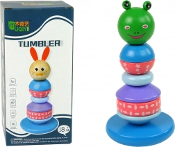 Piramide educativa in legno con piccola rana