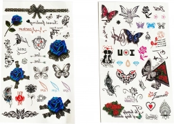 Tatuaggi temporanei adesivi per ragazze – mix di motivi, foglio 25 cm