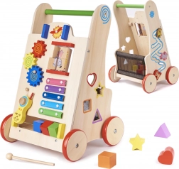 Deambulatore in legno e cubo educativo 6 in 1