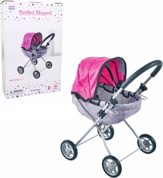 passeggino per bambole nero e rosa