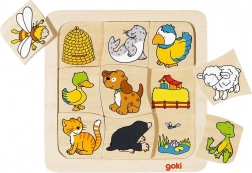 GOKI puzzle a incastro in legno Chi vive dove?, 9 pezzi