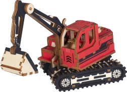 Puzzle 3D in legno escavatore rosso