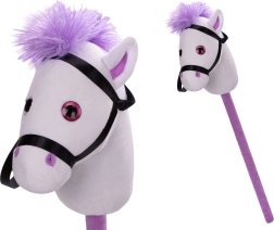 Cavallino bianco di peluche su bastone 75 cm