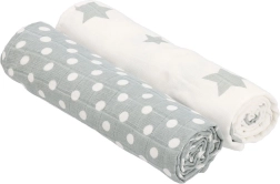 Teli in mussola tetra New Baby Softy 90 × 110 cm, grigio-bianco, 2 pz