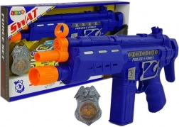 Set di polizia pistola distintivo blu navy effetti sonori e luminosi 37 cm