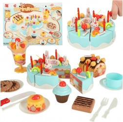 Torta di compleanno blu da tagliare – set da 75 pezzi