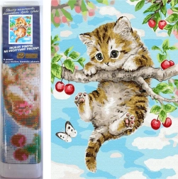 Norimpex pittura con diamanti Gattino sulla ciliegia 30 × 40 cm