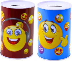 Salvadanaio in metallo Emoji blu e marrone