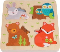 Petit Collage puzzle in legno famiglie di animali