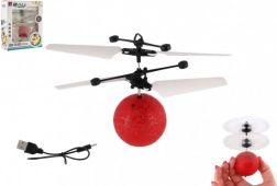 Sfera volante con eliche con sensore di movimento, luminosa, ricarica USB – rosso
