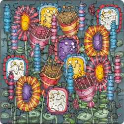 Puzzle quadrato CURIOSI Q Silver – fiori colorati, 72 pezzi