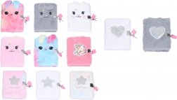 Diario con lucchetto, in peluche, 10,5 × 15 cm, 70 pagine non rigate