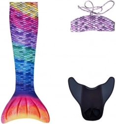 Coda di sirena arcobaleno con monopinna AQUARIS + bikini per bambini