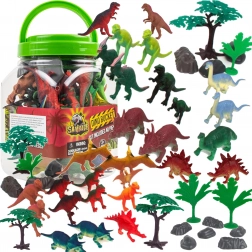 Figure di dinosauri in secchiello con accessori 40 pz BOLEY