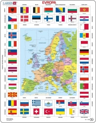 Puzzle Mappa d'Europa e bandiere 70 pezzi