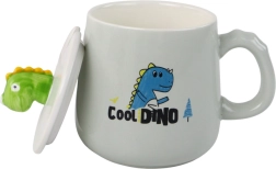 Tazza in ceramica con motivo di dinosauro e coperchio 350 ml